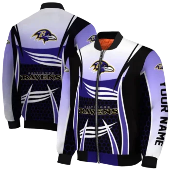 customized baltimore ravens mesh effect purple black bomber jacket fashion forward