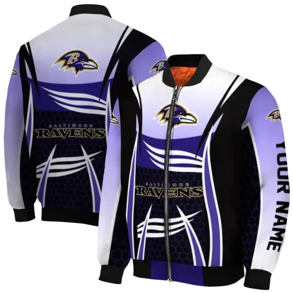 customized baltimore ravens mesh effect purple black bomber jacket fashion forward
