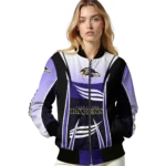 customized baltimore ravens mesh effect purple black bomber jacket best selling