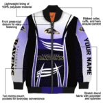 customized baltimore ravens mesh effect purple black bomber jacket best selling