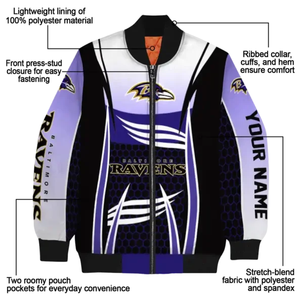 customized baltimore ravens mesh effect purple black bomber jacket new arrival