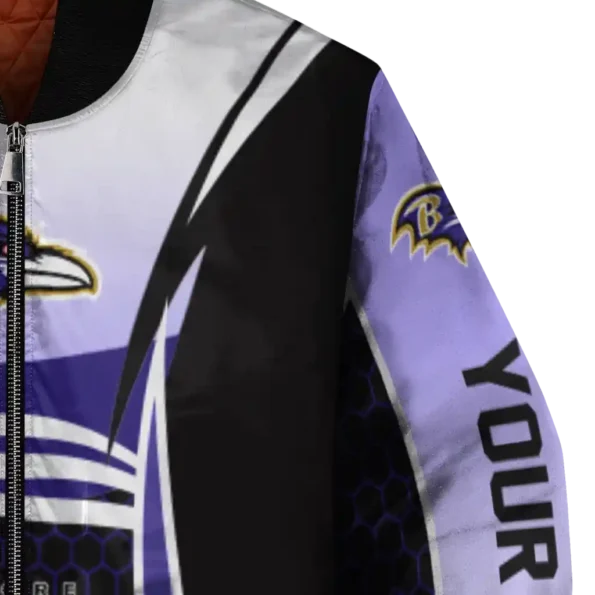 customized baltimore ravens mesh effect purple black bomber jacket premium grade