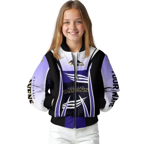 customized baltimore ravens mesh effect purple black bomber jacket top rated