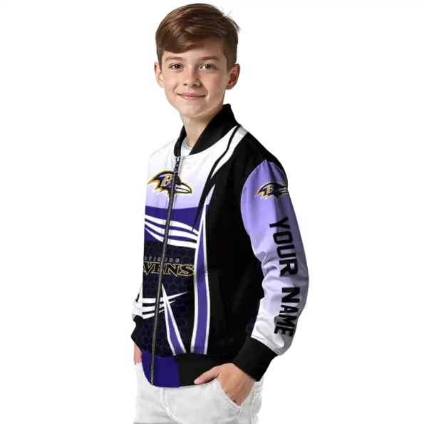 customized baltimore ravens mesh effect purple black bomber jacket trendy