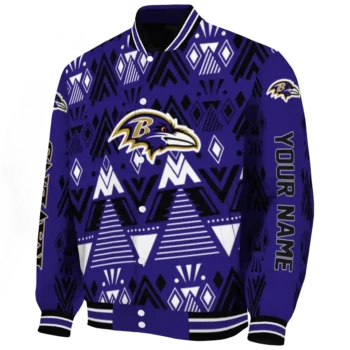 customized baltimore ravens pyramid shapes purple varsity jacket best selling.webp