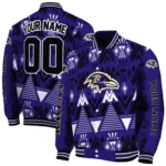 customized baltimore ravens pyramid shapes purple varsity jacket best selling.webp