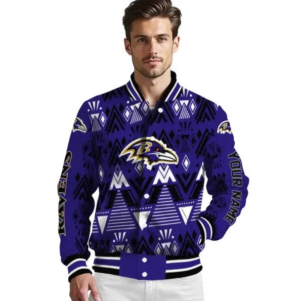 customized baltimore ravens pyramid shapes purple varsity jacket high quality.webp