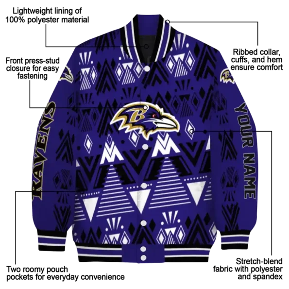 customized baltimore ravens pyramid shapes purple varsity jacket new arrival.webp
