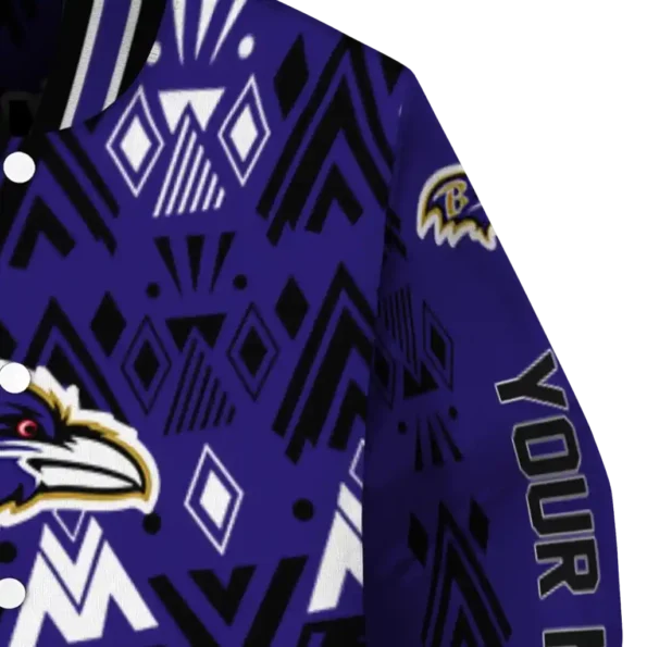 customized baltimore ravens pyramid shapes purple varsity jacket premium grade.webp