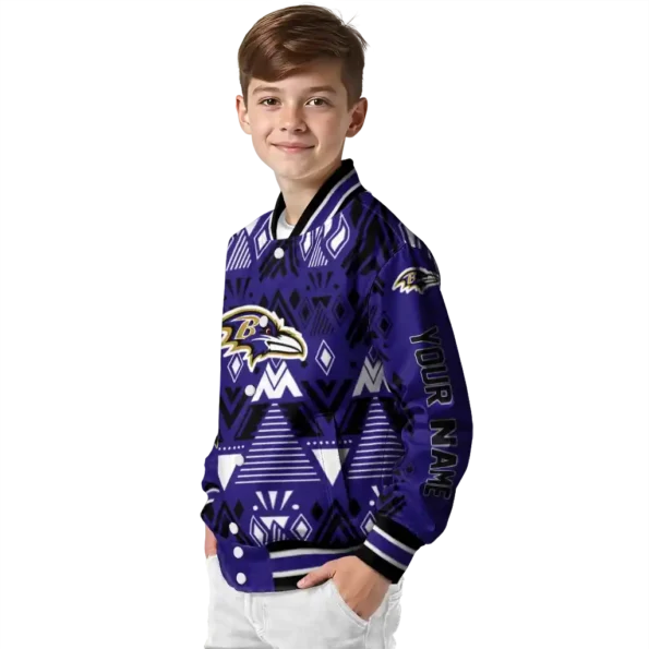 customized baltimore ravens pyramid shapes purple varsity jacket trendy.webp