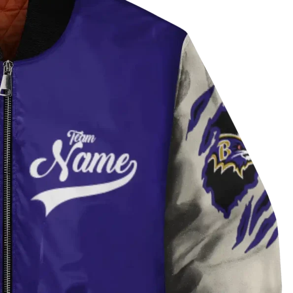 customized baltimore ravens razorback outline purple nude bomber jacket premium grade