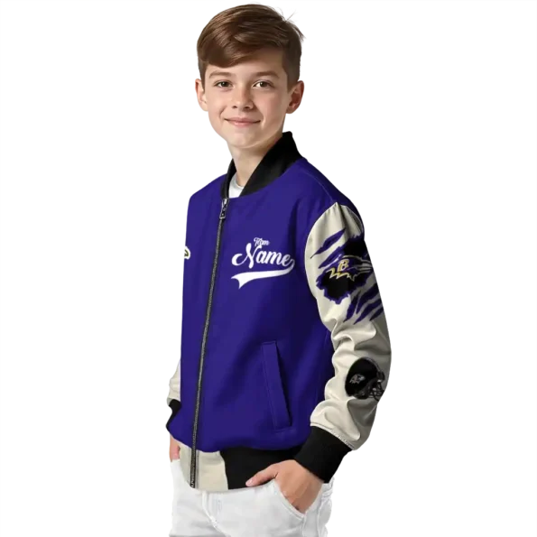 customized baltimore ravens razorback outline purple nude bomber jacket trendy