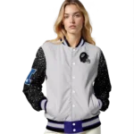 customized baltimore ravens speckled arms purple gray varsity jacket best selling.webp