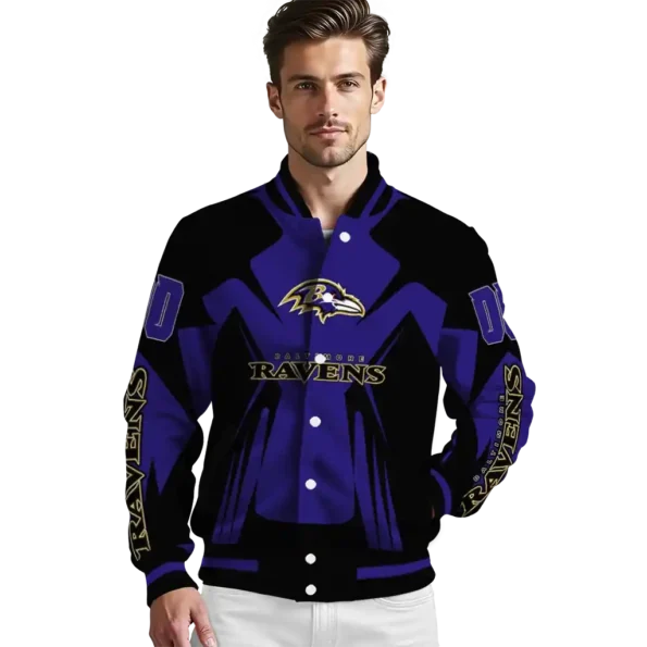 customized baltimore ravens spider mark purple black crocs varsity jacket high quality.webp