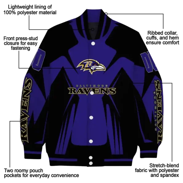 customized baltimore ravens spider mark purple black crocs varsity jacket new arrival.webp