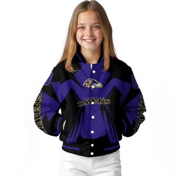 customized baltimore ravens spider mark purple black crocs varsity jacket top rated.webp