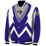 customized baltimore ravens v stripes purple white varsity jacket best selling.webp