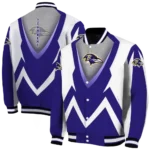 customized baltimore ravens v stripes purple white varsity jacket best selling.webp