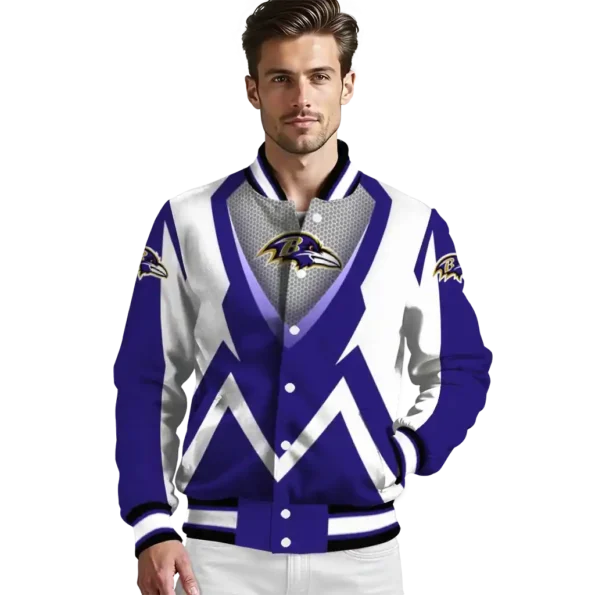 customized baltimore ravens v stripes purple white varsity jacket high quality.webp