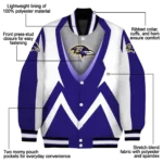 customized baltimore ravens v stripes purple white varsity jacket best selling.webp