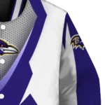 customized baltimore ravens v stripes purple white varsity jacket best selling.webp