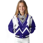 customized baltimore ravens v stripes purple white varsity jacket best selling.webp
