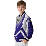 customized baltimore ravens v stripes purple white varsity jacket best selling.webp