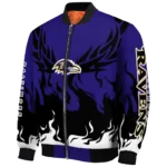 customized baltimore ravens winged blaze purple white bomber jacket best selling