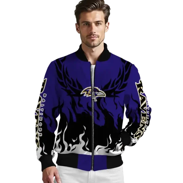 customized baltimore ravens winged blaze purple white bomber jacket high quality