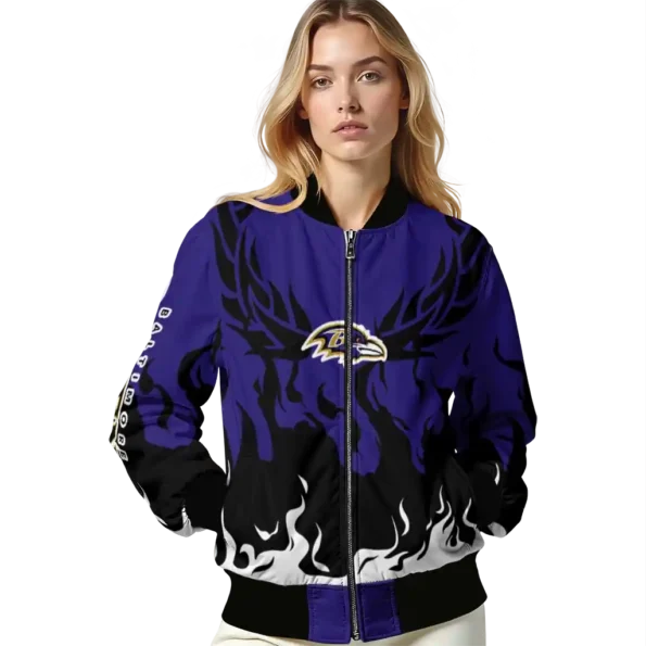 customized baltimore ravens winged blaze purple white bomber jacket latest model