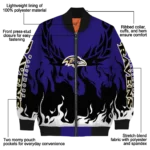 customized baltimore ravens winged blaze purple white bomber jacket best selling