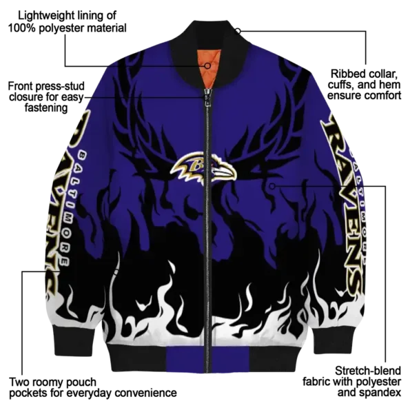 customized baltimore ravens winged blaze purple white bomber jacket new arrival