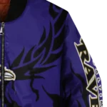 customized baltimore ravens winged blaze purple white bomber jacket best selling