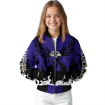 customized baltimore ravens winged blaze purple white bomber jacket best selling