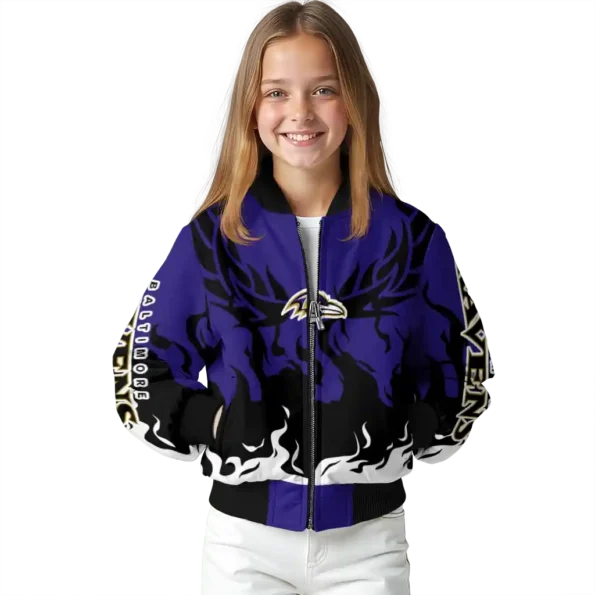 customized baltimore ravens winged blaze purple white bomber jacket top rated