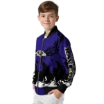 customized baltimore ravens winged blaze purple white bomber jacket best selling