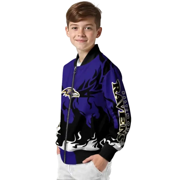 customized baltimore ravens winged blaze purple white bomber jacket trendy