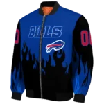 customized buffalo bills flame border blue black bomber jacket best selling