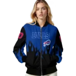 customized buffalo bills flame border blue black bomber jacket best selling