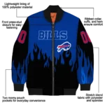customized buffalo bills flame border blue black bomber jacket best selling