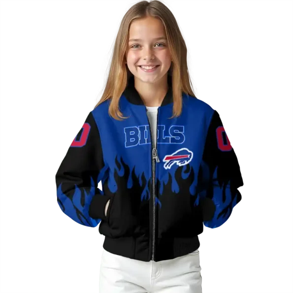 customized buffalo bills flame border blue black bomber jacket top rated