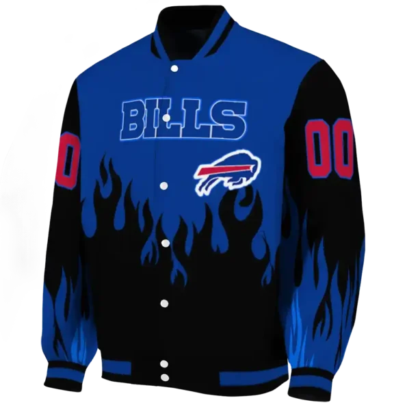 customized buffalo bills flame border blue black varsity jacket best selling.webp