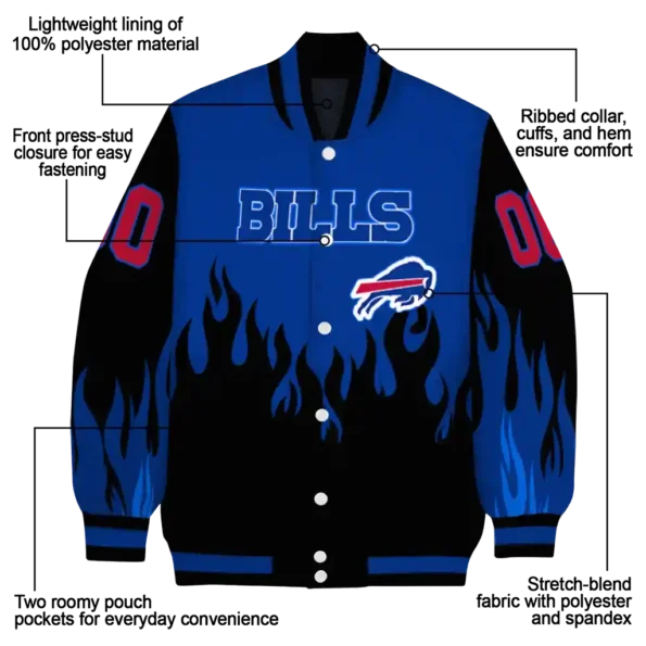 customized buffalo bills flame border blue black varsity jacket new arrival.webp