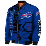 customized buffalo bills hexagon cluster blue black bomber jacket best selling