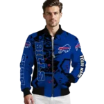 customized buffalo bills hexagon cluster blue black bomber jacket best selling