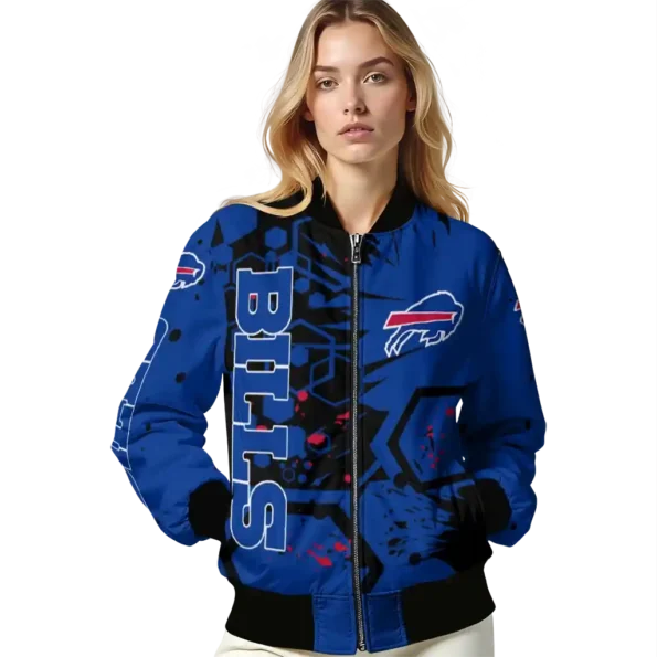 customized buffalo bills hexagon cluster blue black bomber jacket latest model