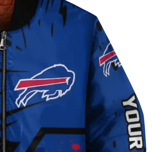 customized buffalo bills hexagon cluster blue black bomber jacket premium grade
