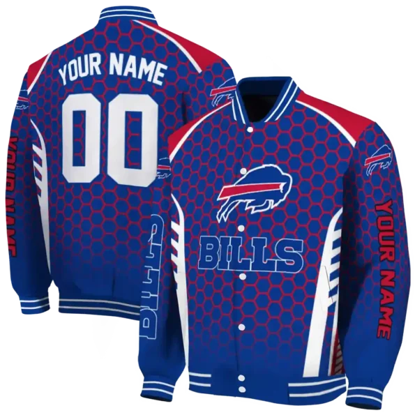 customized buffalo bills hexagon grid blue varsity jacket fashion forward.webp