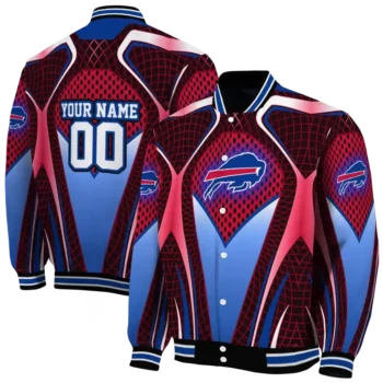 customized buffalo bills mesh chest red crocs black varsity jacket fashion forward.webp