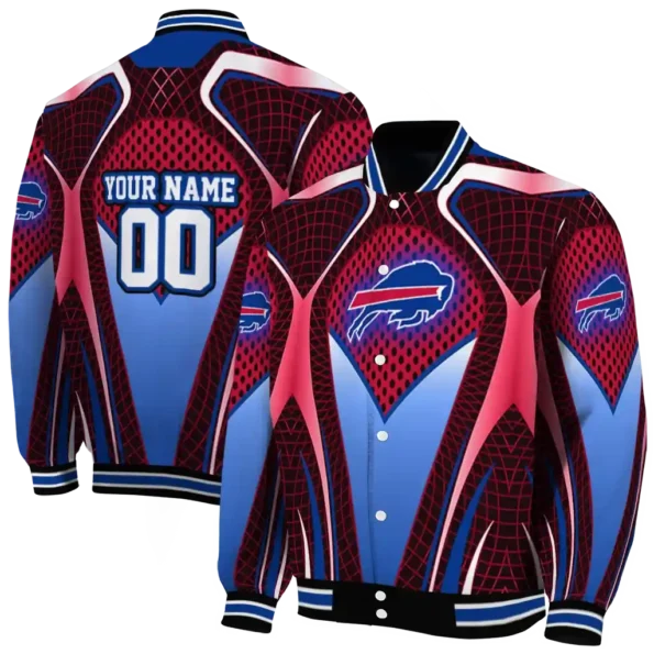 customized buffalo bills mesh chest red crocs black varsity jacket fashion forward.webp